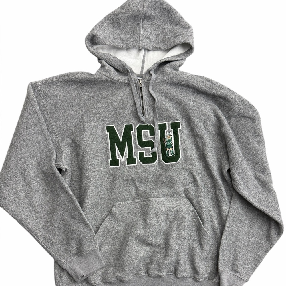 Timeout Michigan State University MSU Hoodie Gray Medium Half Zip